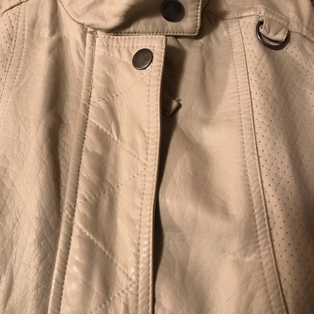 New York and Company “leather” jacket Small. Cream